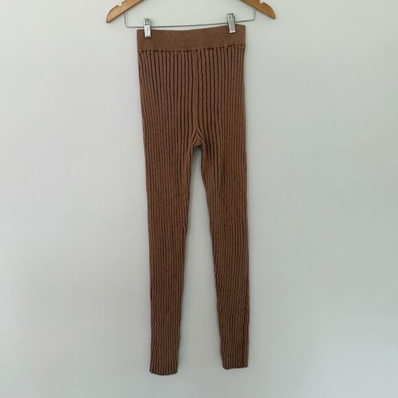 L.F. Markey Palmer Ribbed Knit Leggings in Camel | Size 8 - Picture 4 of 6
